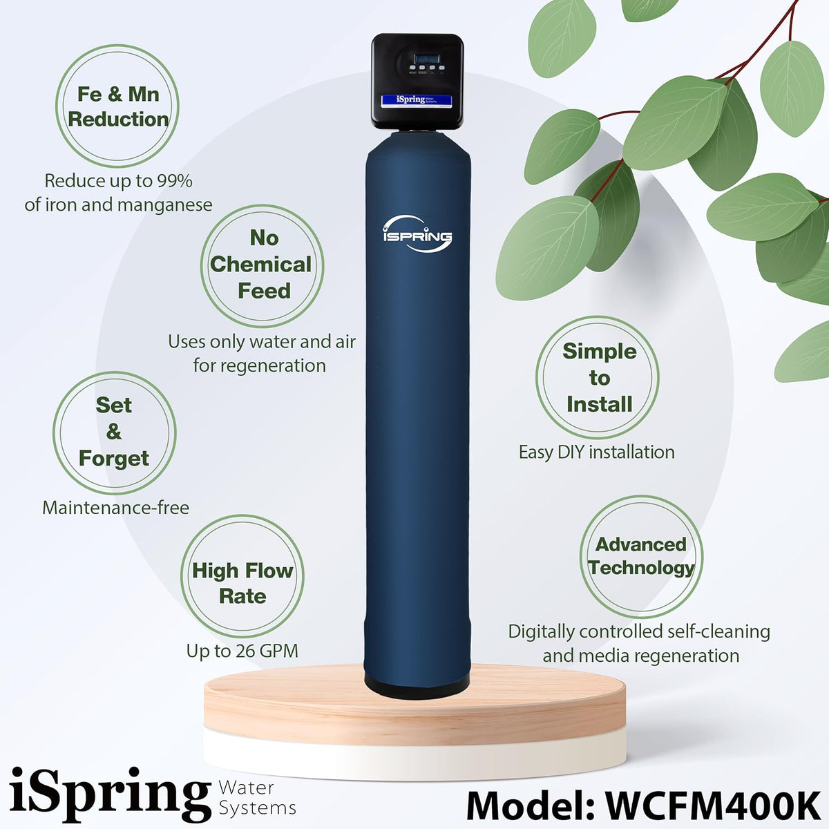 WCFM400K Whole House Iron and Manganese Water Filter System, Digital Control with Automatic Regeneration & Air