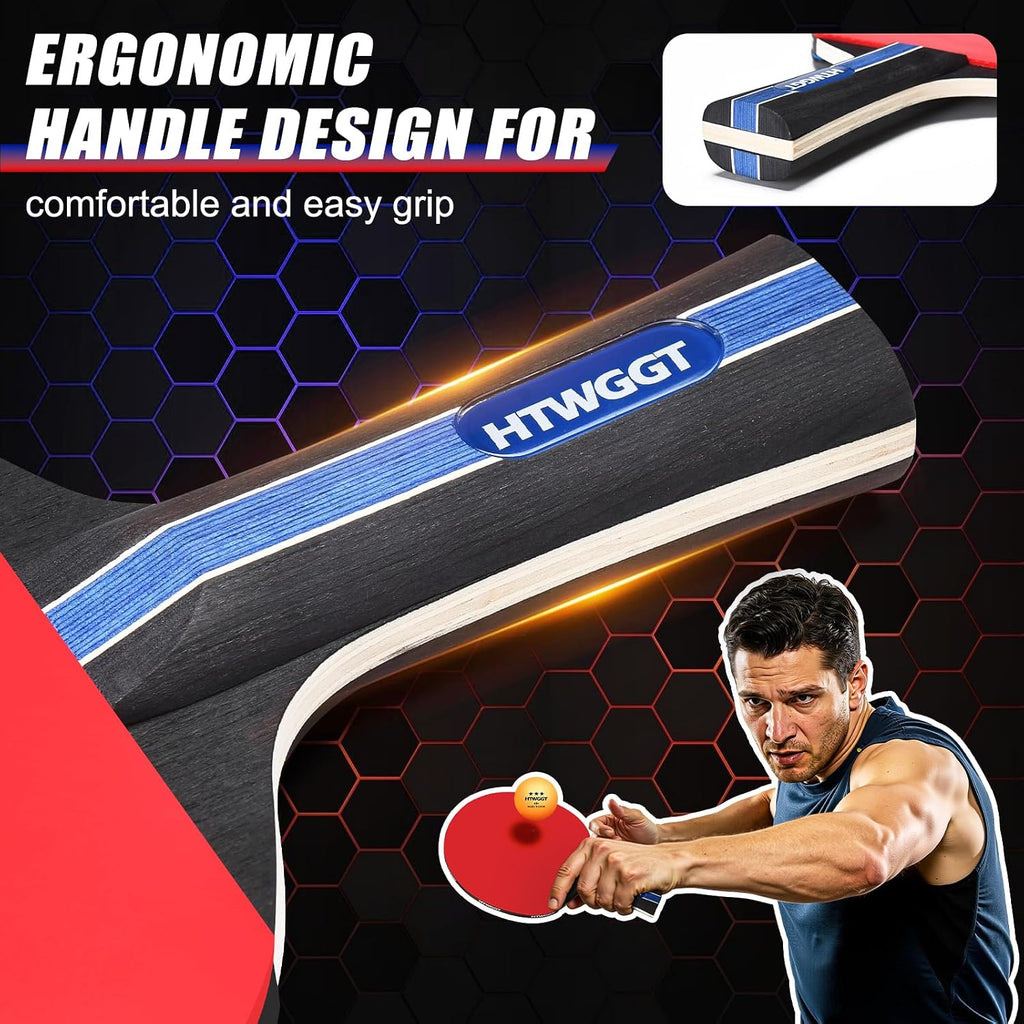 2‑Player Ping Pong Paddles Set with Table Tennis Net, Balls and Case | Premium Ping Pong Paddles Set of 2, Ideal for