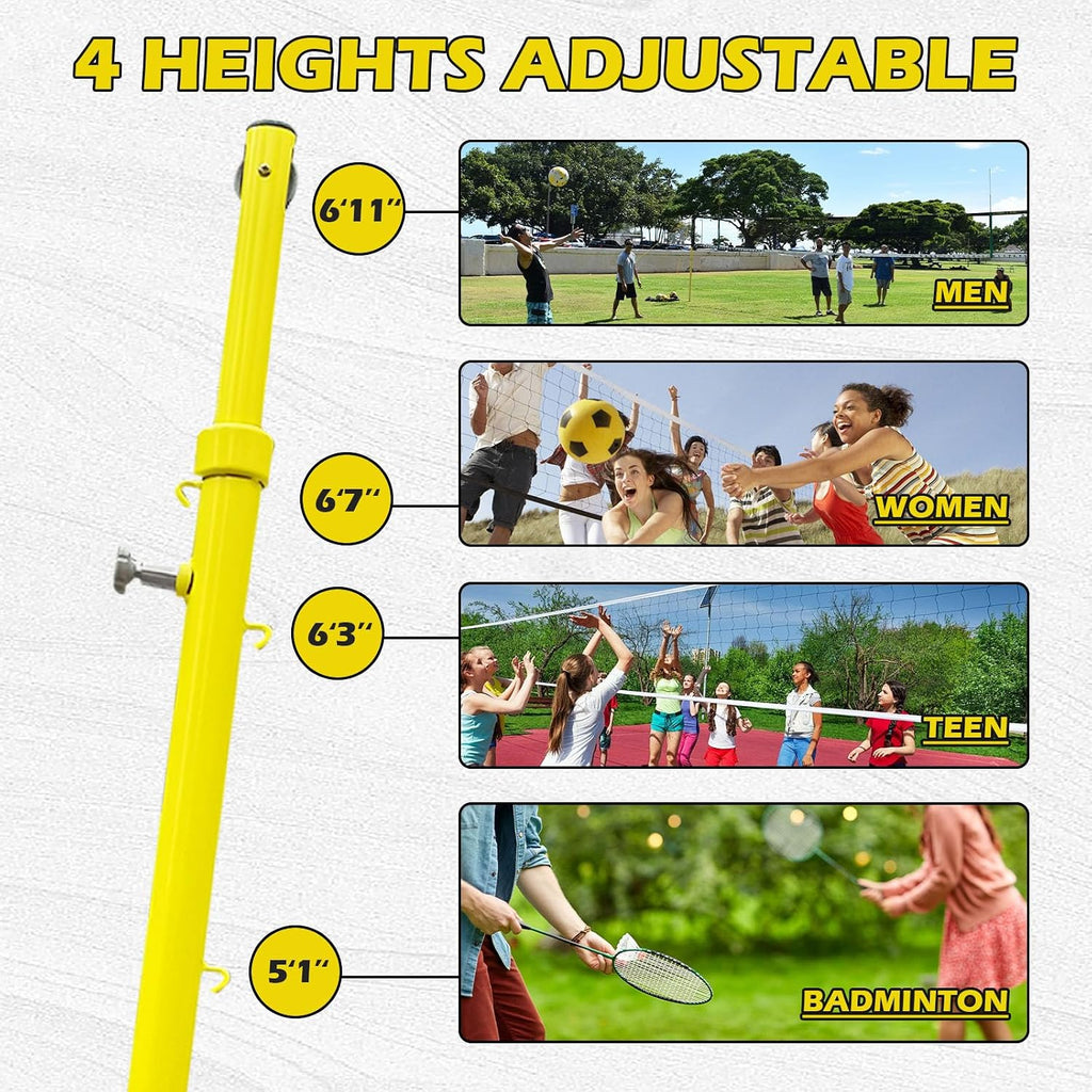 Volleyball Net with Poles,2026-New Heavy Duty Volleyballs Poles for Backyard,w/Metal Stakes & Windproof