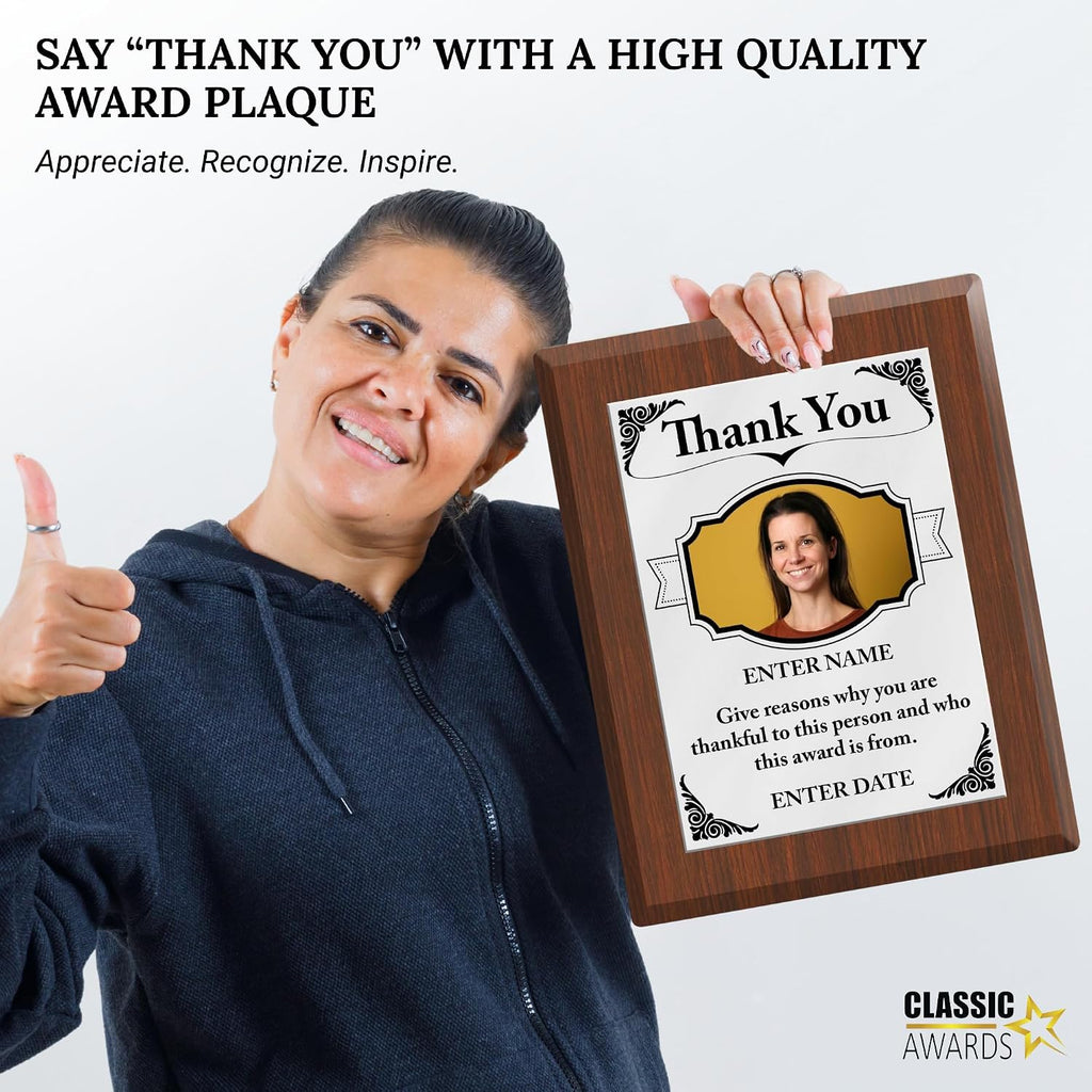 Personalized Thank You Award Plaque - Custom Appreciation & Service Gift | Upload Own Photo & Text, Full-Color
