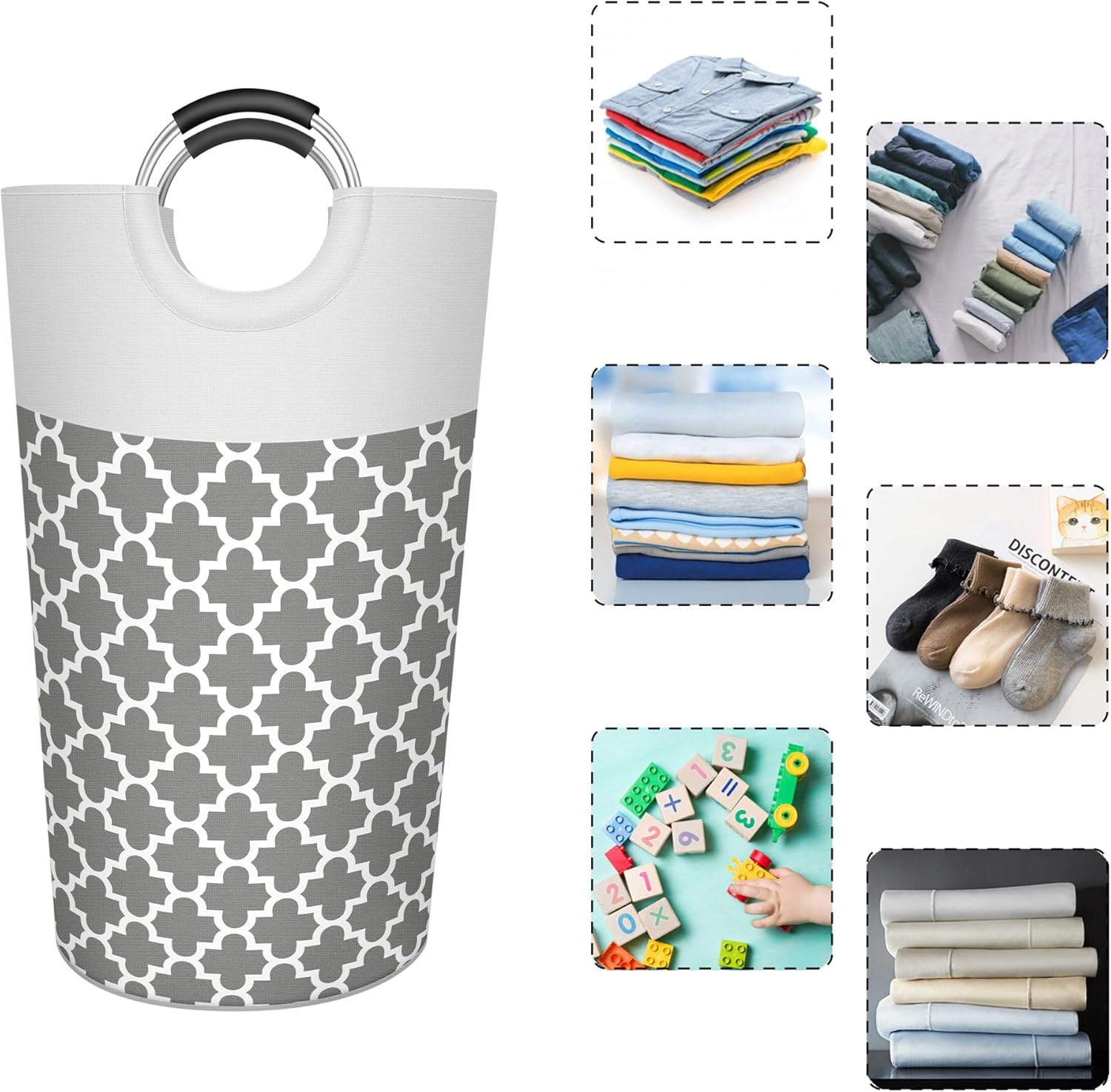 90L Light Laundry Basket (13 Colors), Waterproof Laundry Hamper, Laundry Bag with Padded Handles, Clothes Hamper