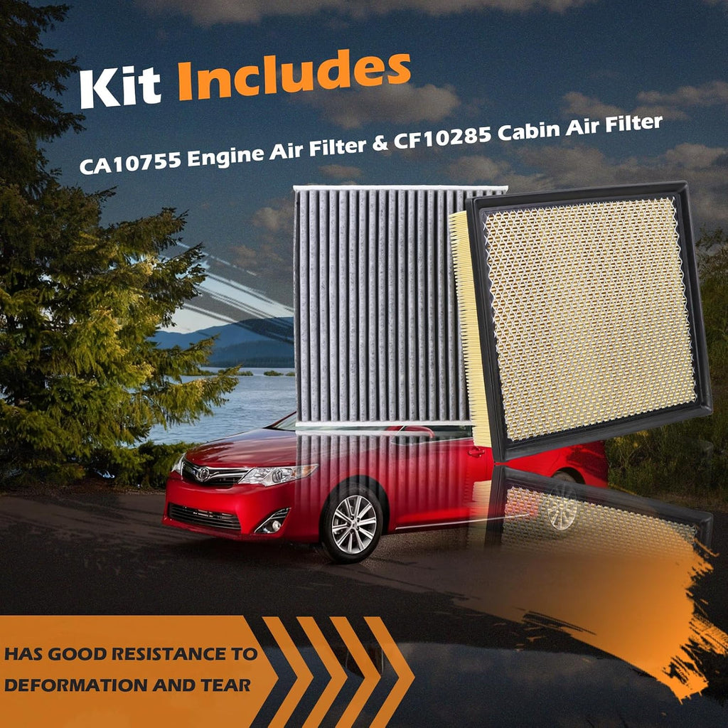CA10755 Engine Air Filter & CF10285 Cabin Air Filter Fit for 2012-2017 Toyota Camry Non-Hybrid, 2013-2018 Avalon