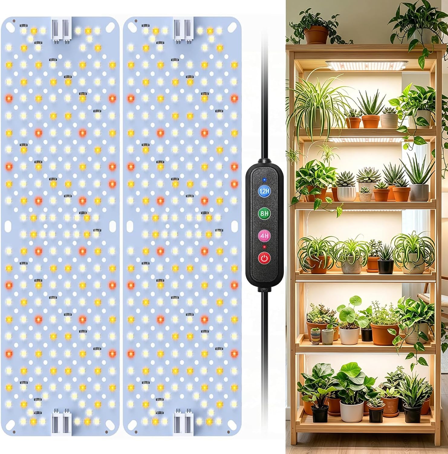 Full Spectrum 384 LEDs Grow Lights, 24W Plant Grow Lights for Indoor Plants with Daisy Chain Function, Sunlike