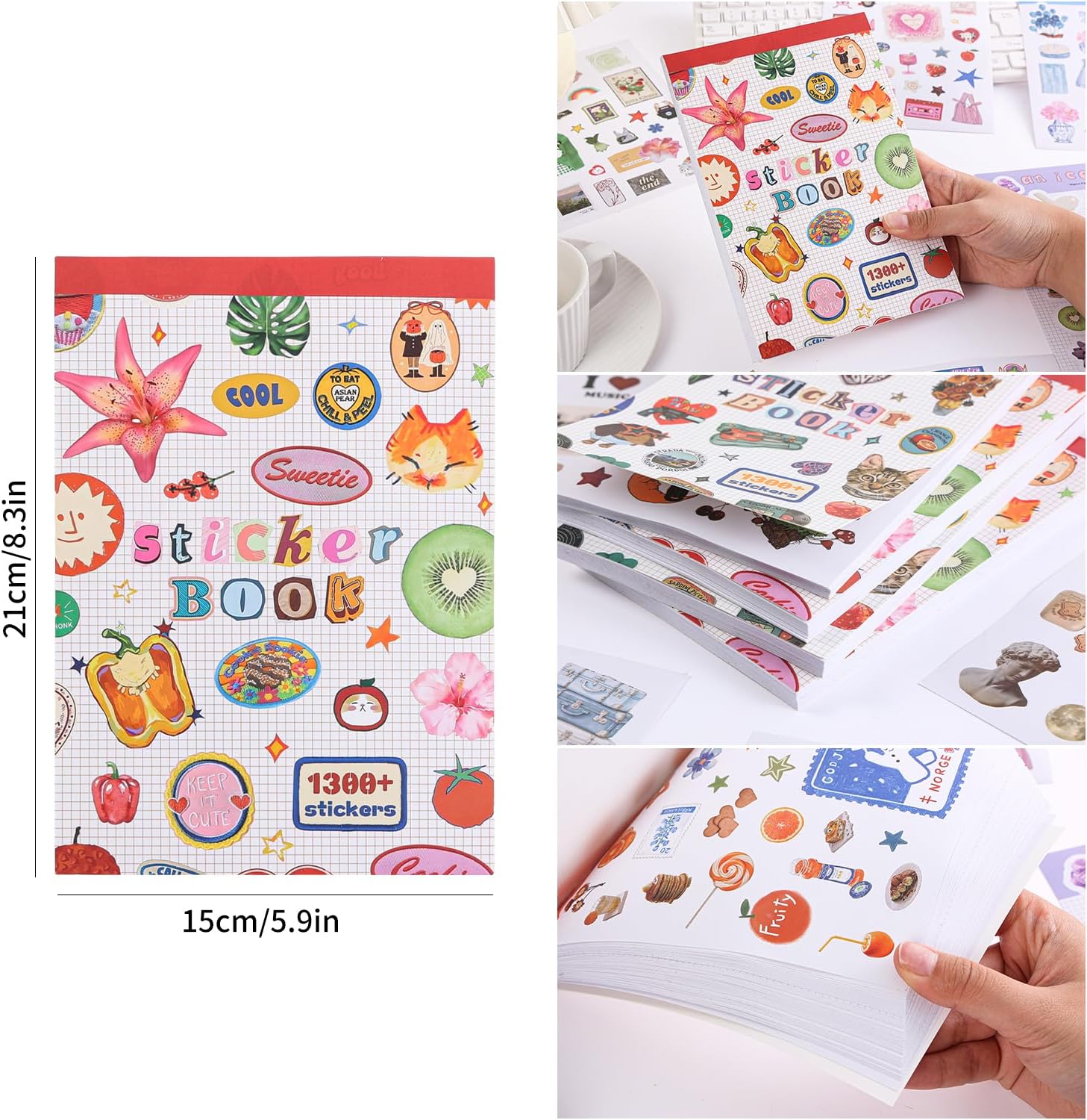 Girl's Korean Sticker Book, Food and Daily Life Theme - 1300+ Cute Dream Style Foodie Stickers