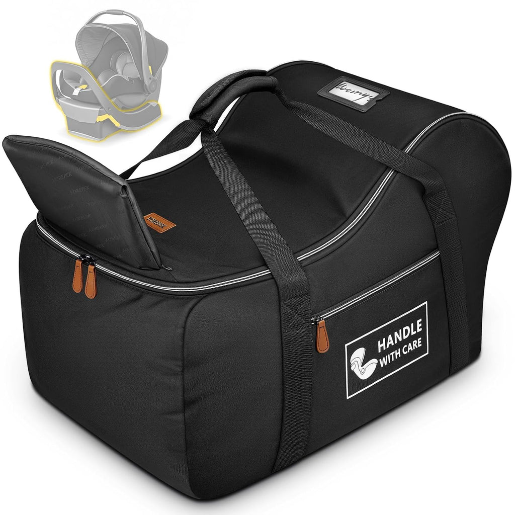 Car Seat Travel Bag Fits Infant Carseat with Anti-Rebound Bar Base | Padded, Side Pocket for Baby Essentials