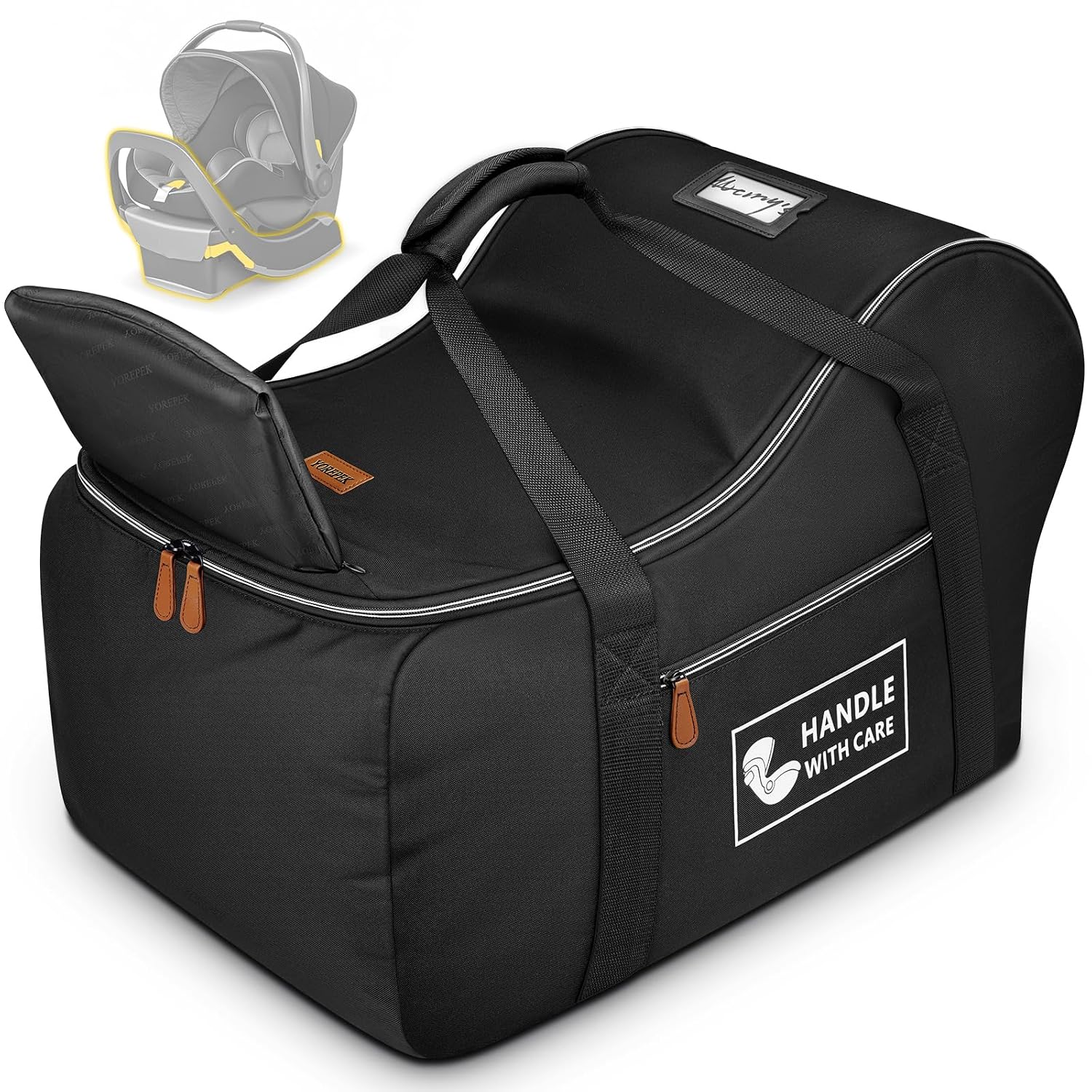 Car Seat Travel Bag Fits Infant Carseat with Anti-Rebound Bar Base | Padded, Side Pocket for Baby Essentials