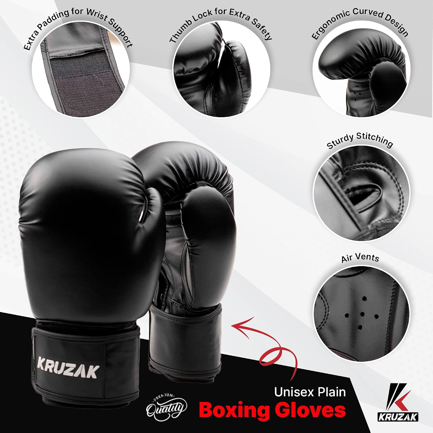 Kruzak Boxing Gloves for Men & Women, Sparring & Kickboxing Gloves, Muay Thai & MMA Gloves, 8-16 oz