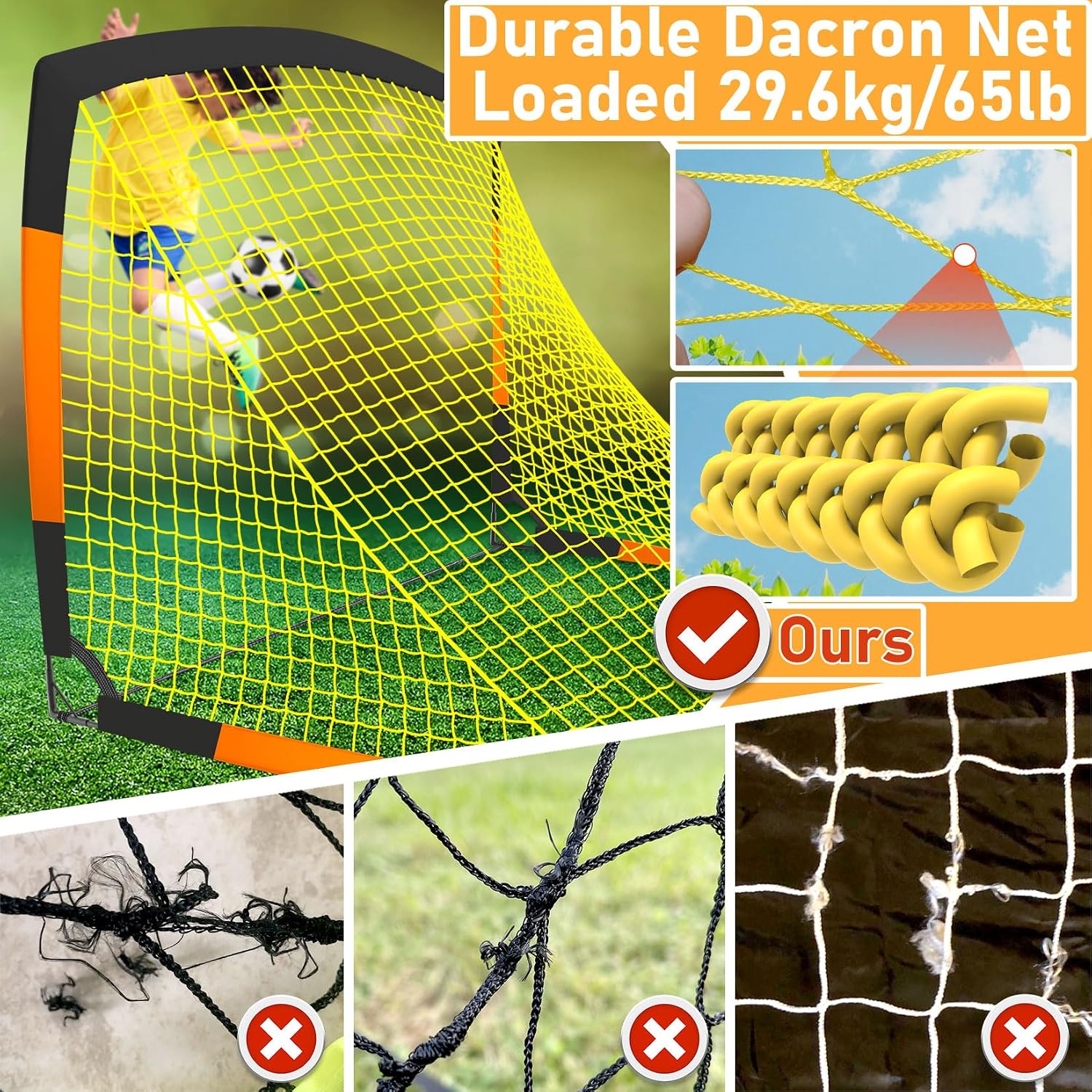 Kids Backyard Soccer Goals 7x5 & 5x3.6 FT, Portable Outdoor Play | For Kids Ages 6-14 Backyard Play, Weatherproof Net