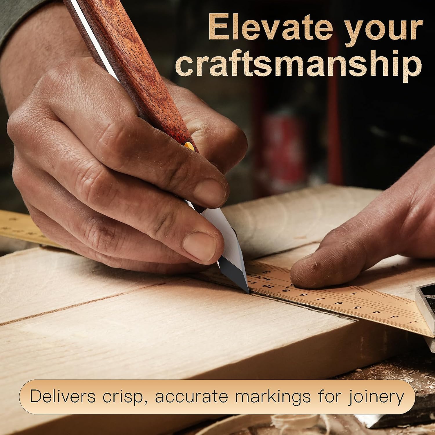Marking Knife Woodworking Heavy Duty Scribing Gauge Knife Leather Sheath Carbon Steel Double Beveled Blade Striking