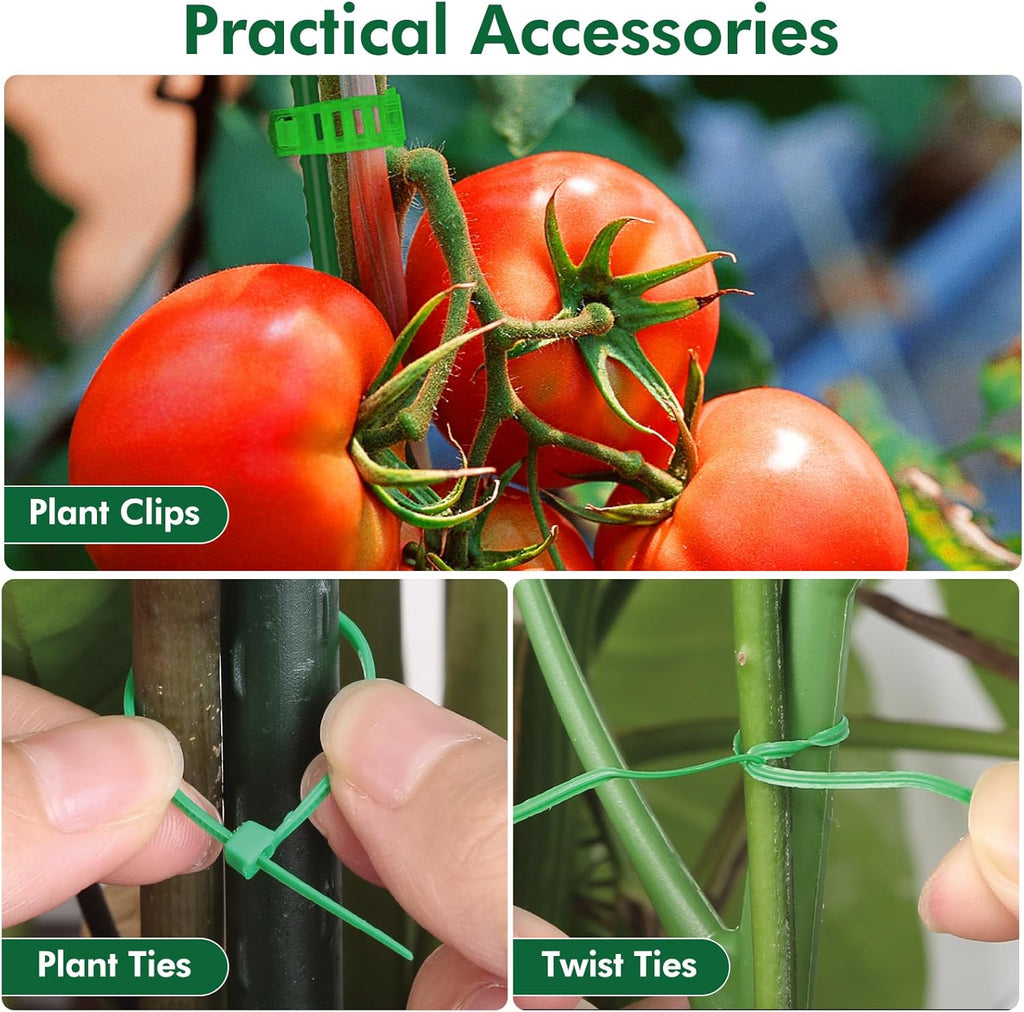 3 Pack 48" Tomato Cages for Garden, Plastic Coated Steel Pipe Heavy Duty Adjustable Tomato Stakes Trellis Plant Cages