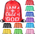 30 Pcs I Am a Child of God Drawstring Backpack Bulk Christian Gift Bags Church Supplies String Backpack Cinch Bag