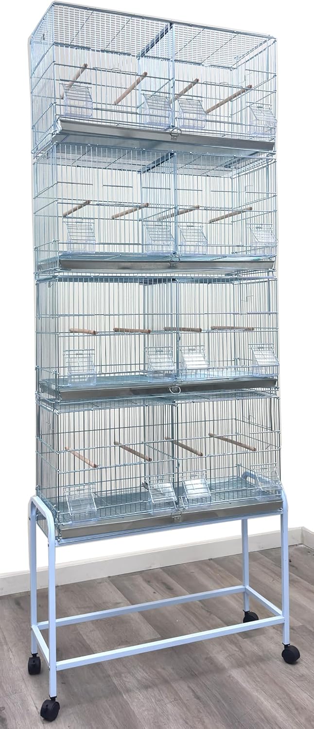 Combo: Galvanized Stack and Lock Double Breeder Cage Bird Breeding Cage with Center Removable Divider and Side