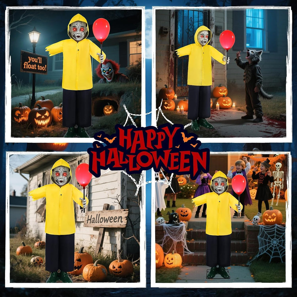 Halloween Animatronics Decorations 4FT Life Size Animated Props | with Creepy Sound Activated Sensor Glowing Balloon