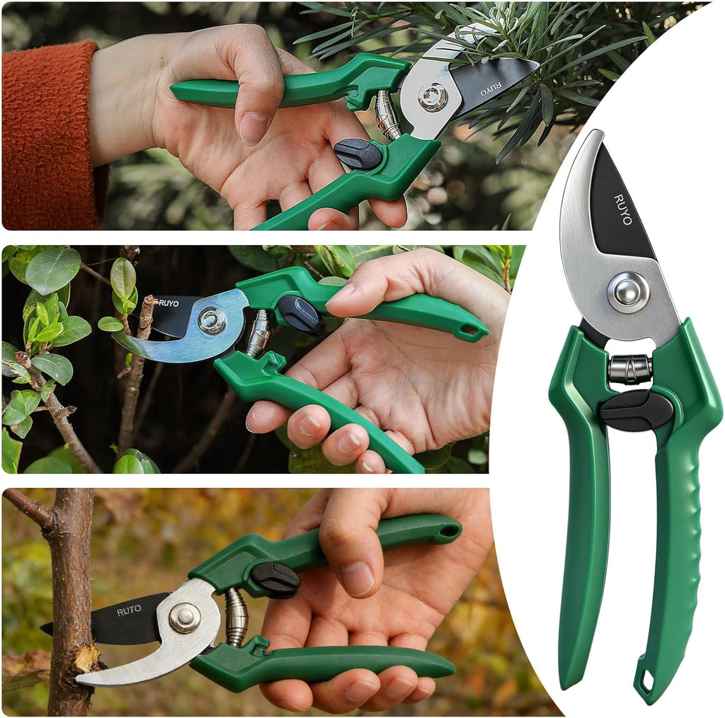Bypass Pruning Shears, 3/8-Inch Cut Capacity Garden Clippers, Gardening Scissors with Sharp, Rust Resistant Steel