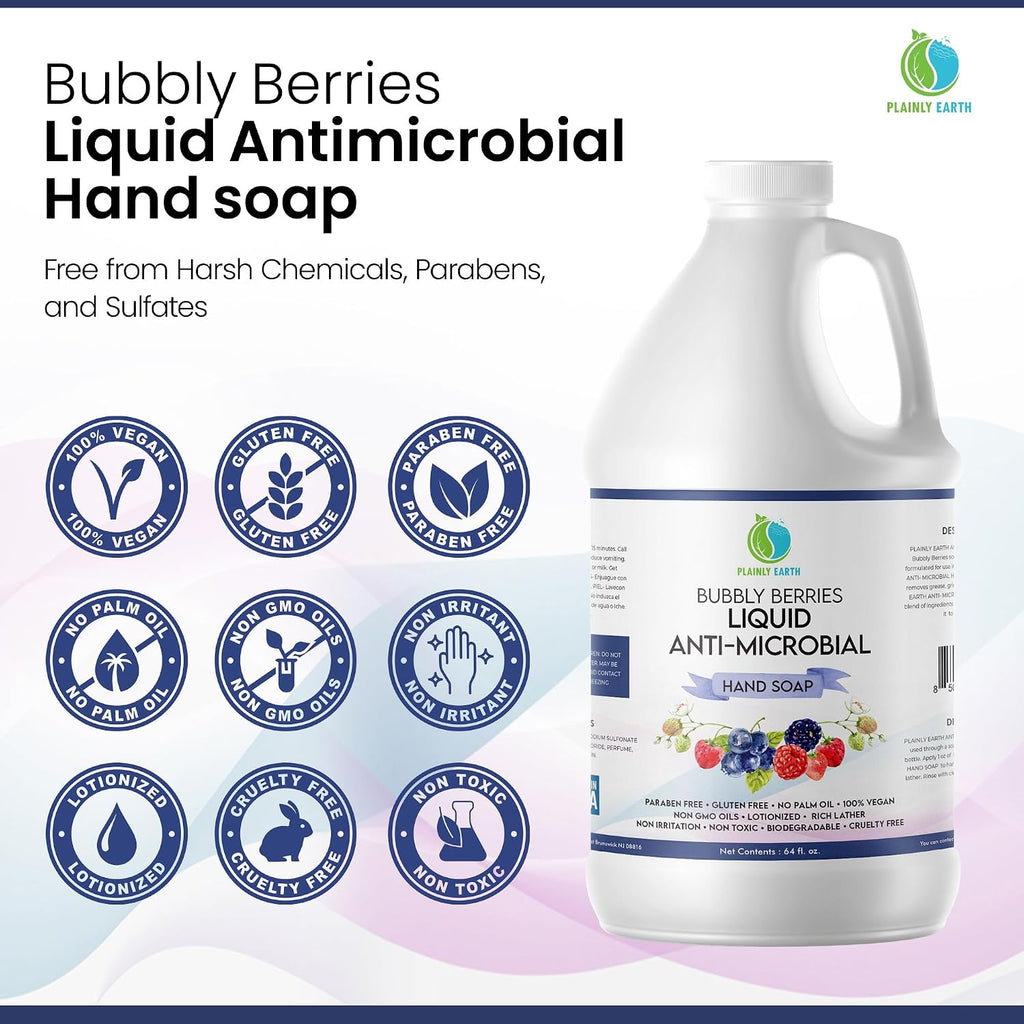 Deep Cleansing Hand Soap, 64 oz Bulk Refill - Bubbly Berries Scent - Gentle, Moisturizing Liquid Hand Soap for