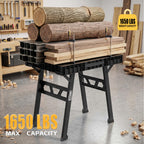 Portable Work Table, 1650lbs Capacity, Folding Work Bench, Black