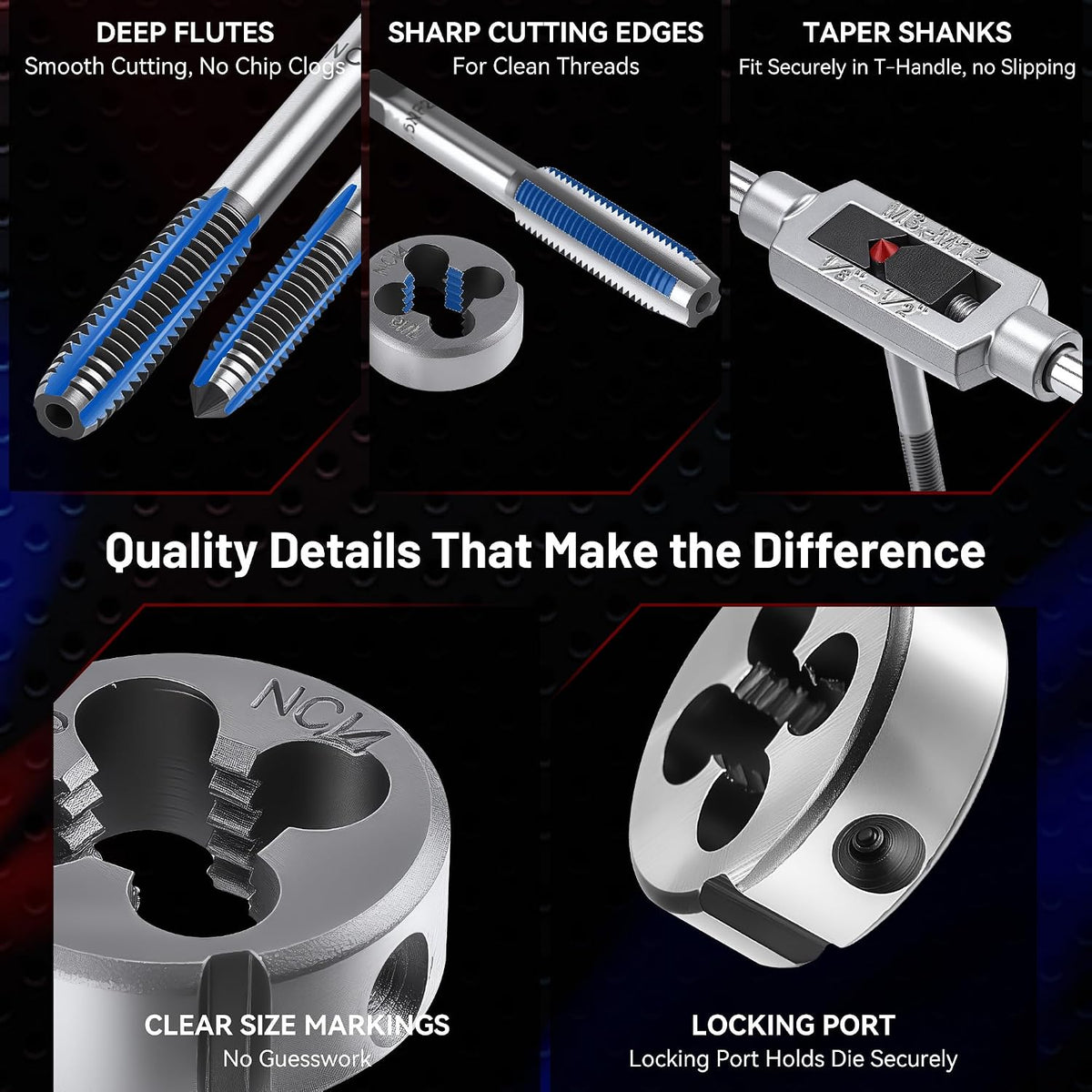 80pcs Tap and Die Set, SAE & Metric Master Threading＆Rethreading Tool Kit