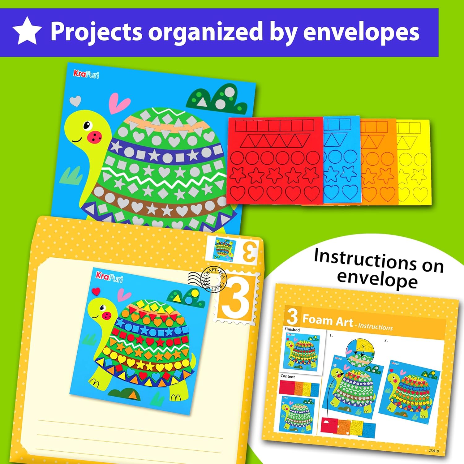 Toddler Art and Craft Kit, Preschool Educational Activities with 10 Envelope Projects - Origami, Puppets, Lacing &