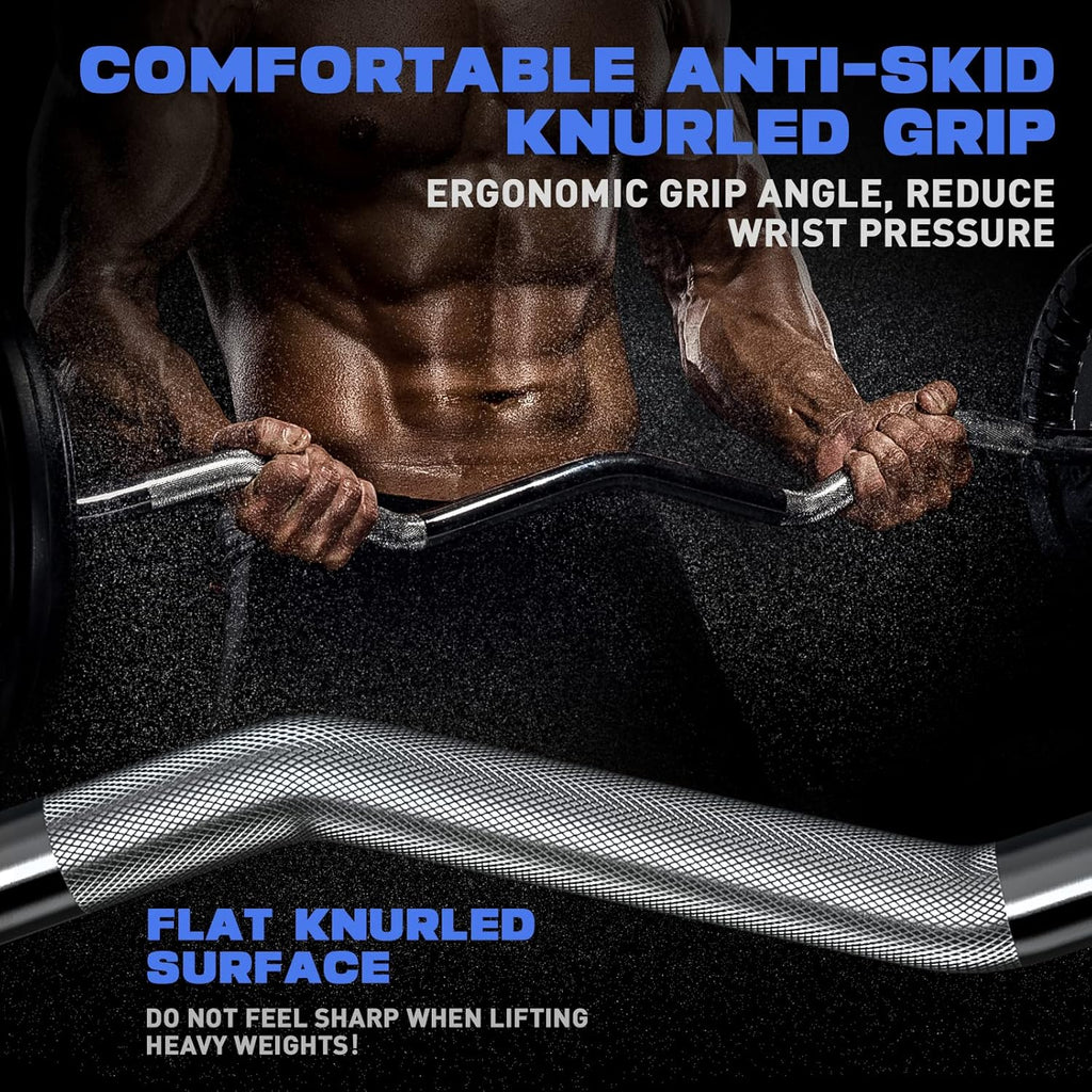 Olympic EZ Curl Barbell Bar, 47" EZ Curl Bar for Weight Lifting, Biceps, triceps, Back/Leg Muscle Group