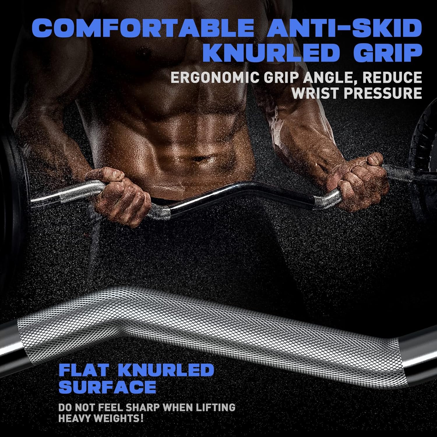 Olympic EZ Curl Barbell Bar, 47" EZ Curl Bar for Weight Lifting, Biceps, triceps, Back/Leg Muscle Group