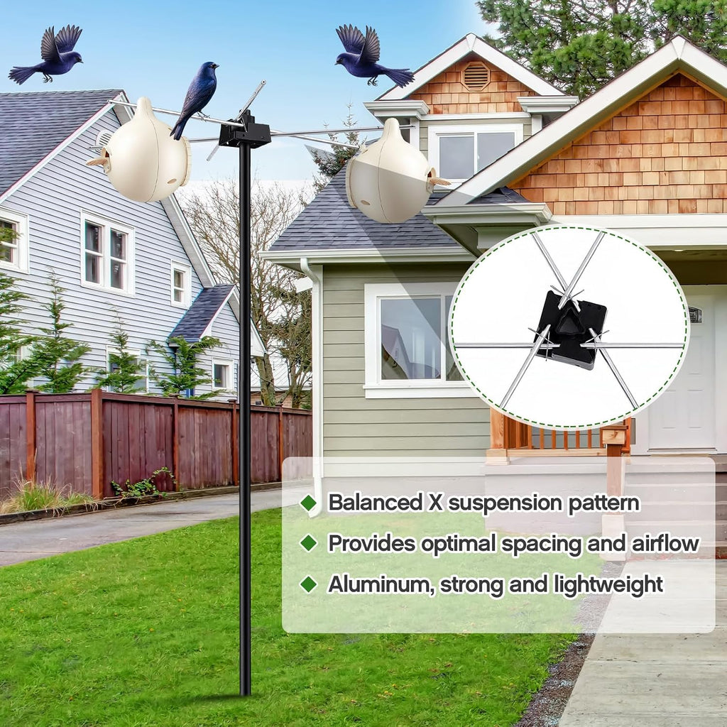 15' Telescoping Martin House & Gourd Pole, Purple Martin Housing Kit Durable Birdhouse Mounting System with Gourd