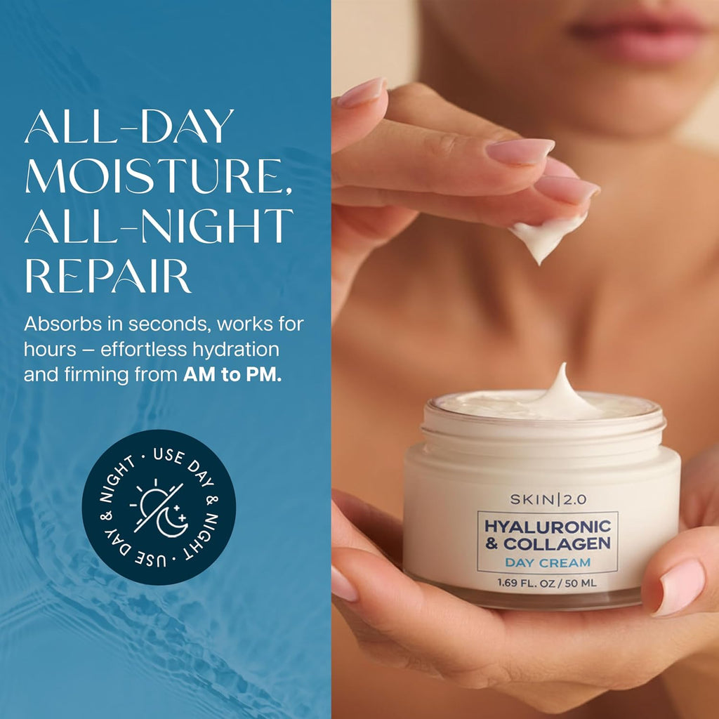 Hyaluronic Acid & Collagen Face Moisturizer – Deep Hydration & Firming Cream for Smooth, Youthful Look –