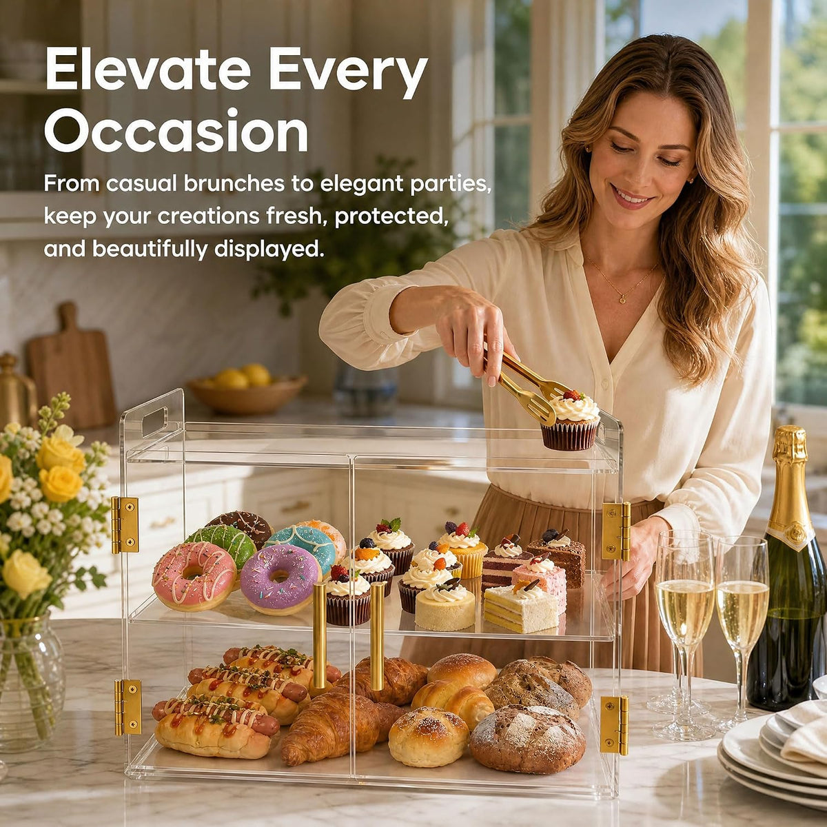 2-Tier Commercial Bakery Display Case Countertop Pastry Display Case
