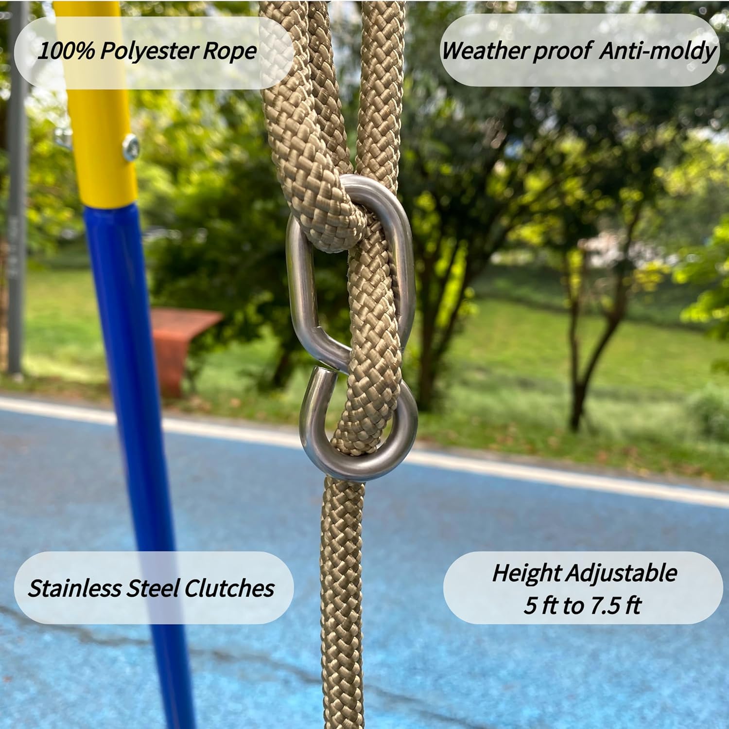 Toddler Swing Set Accessories High Back Full Bucket Swing Seats w/Adjustable Rope