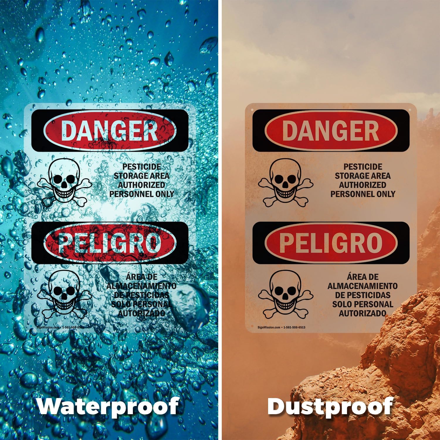 (2 Pack) Pesticide Storage Area Personnel Only OSHA Danger Sign 7 Inch X 10 Inch Vinyl Label Decal Sticker Weather