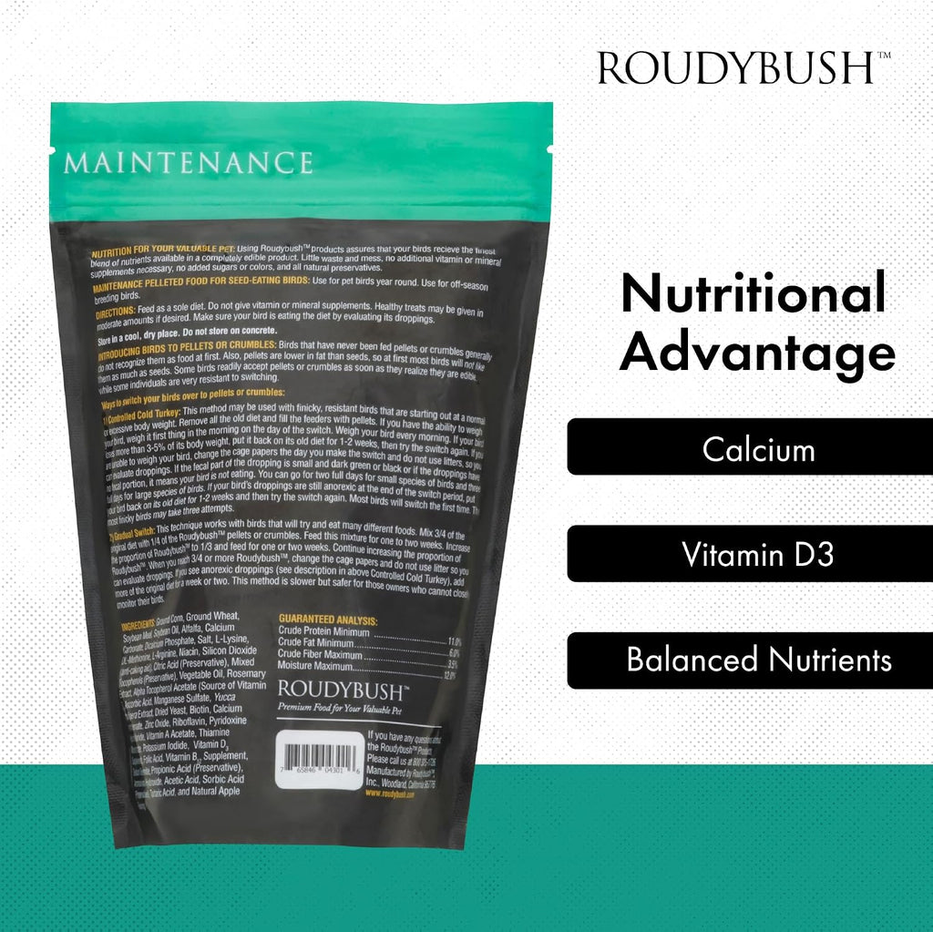 Daily Maintenance Food for Birds - Scientifically Formulated Bird Feed - Bird Food Pellets w/Corn, Wheat, Soy & More