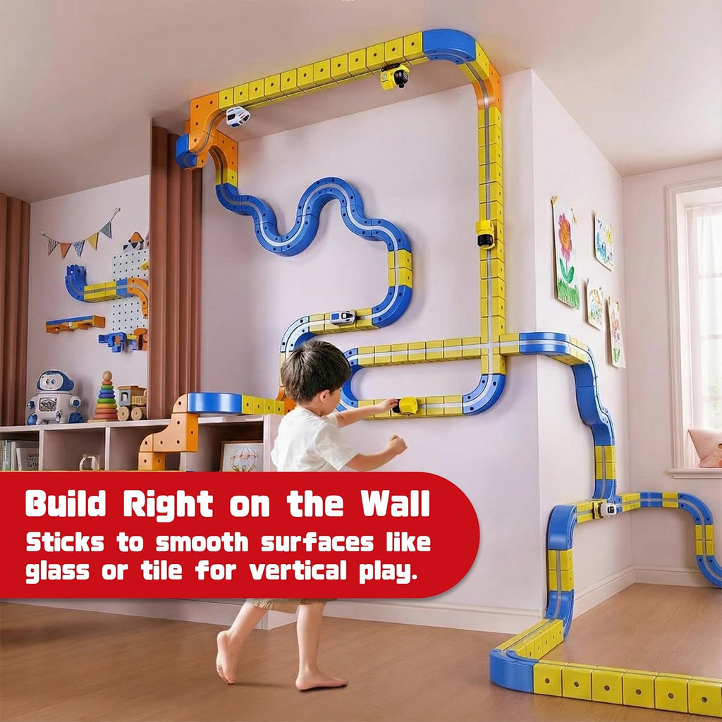 Electric Train Set for Kids Ages 3-8 - Modular 3D Flexible Race Track Building Toy with Gravity-Defying 360°