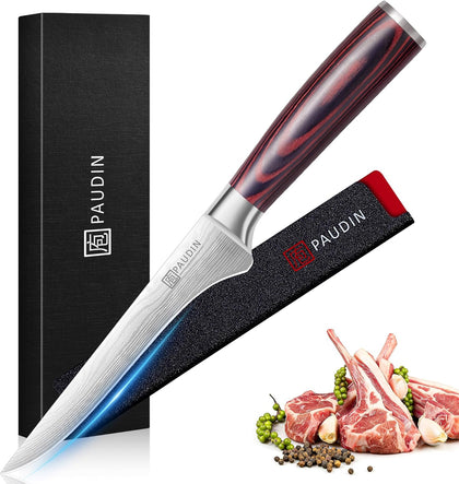 Boning Knife 6 Inch, Super Sharp Fillet Knife, German High Carbon Stainless Steel Deboning Knives, Professional
