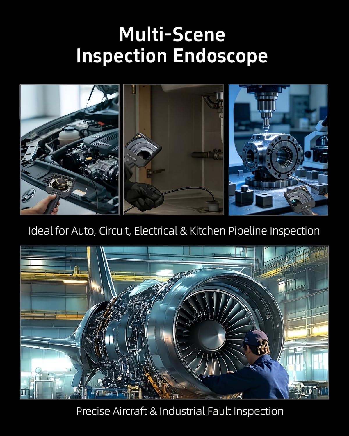 3.9mm Endoscope Camera with Light, 1920P HD Borescope Inspection Cam