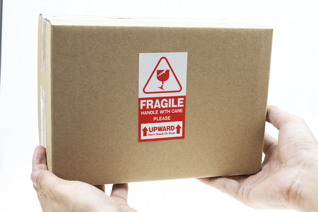 Red Large Fragile Handle with Care Keep Dry Upward Do Not Trample Shipping Box Warning Stickers Label (STK-03 1000pcs)
