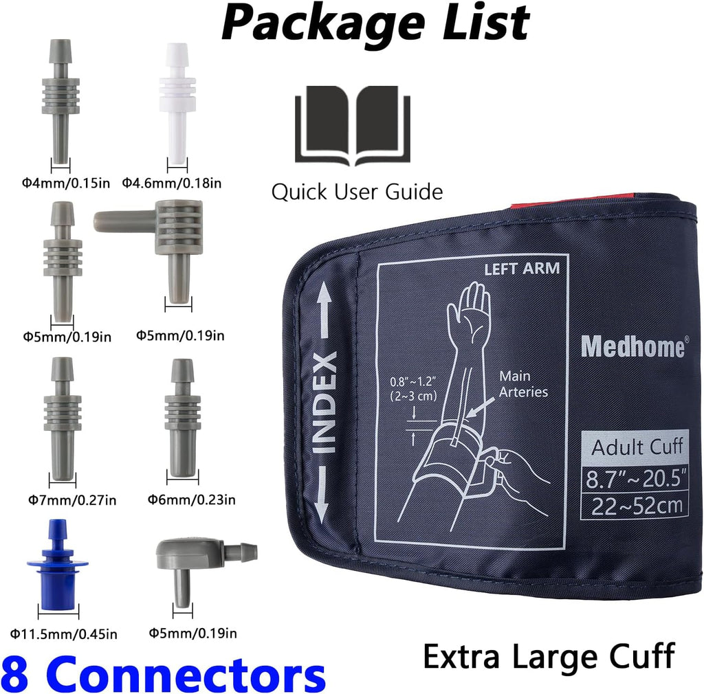 Extra Large Blood Pressure Cuff Upper Arm 8.7"-20.5"(22-52cm) XL Replacement BP Cuff for Big Arms Adult Cuff with 8
