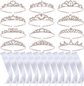 12 Set Crown and Sashes Set Blank Satin Sashes for Pageants Rhinestone Prom Queen Tiara Crown White Blank DIY for