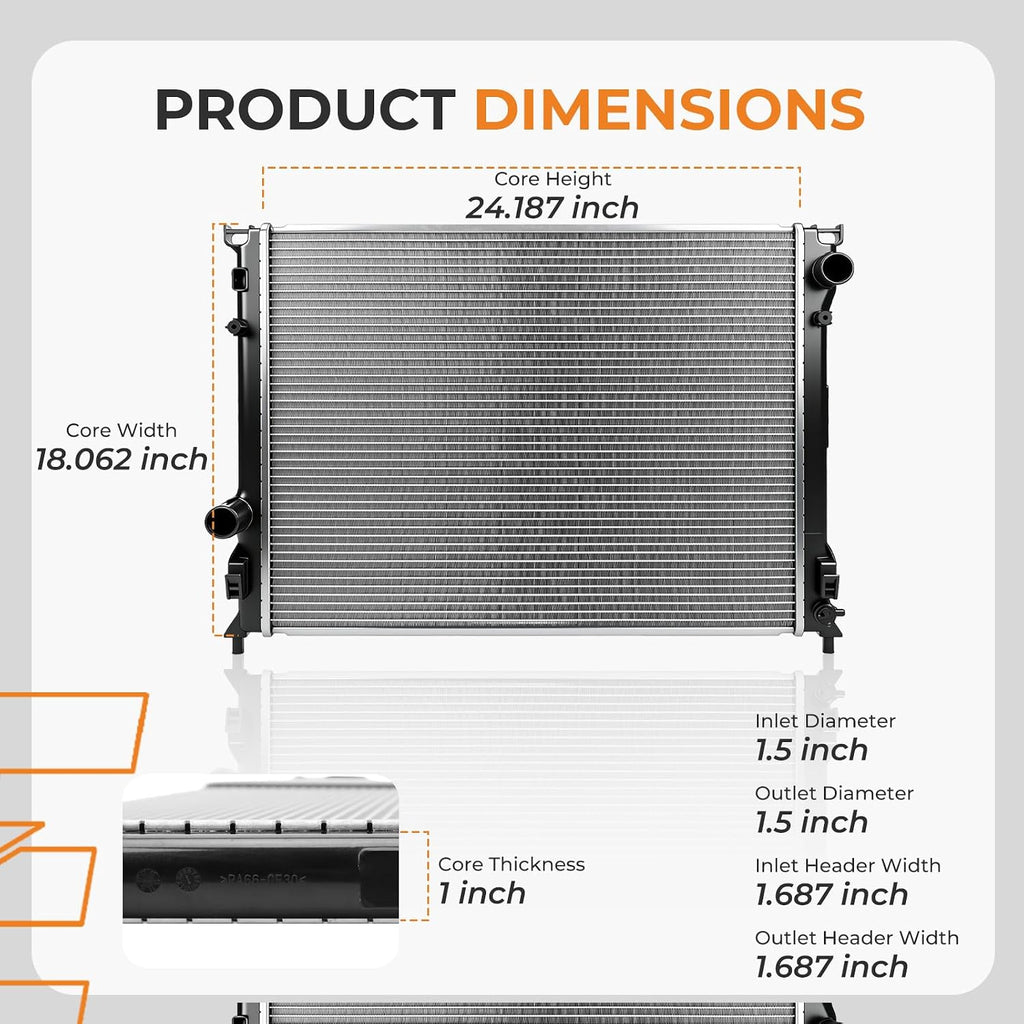 Autoexact Radiator for 2009-2023 Dodge Challenger/for Dodge Charger, Engine Radiator Replacement for 2009-2023 Chrysler 300 2.7L, 3.5L,3 .6L, 5.7L, 6.1L, 6.2L, 6.4L