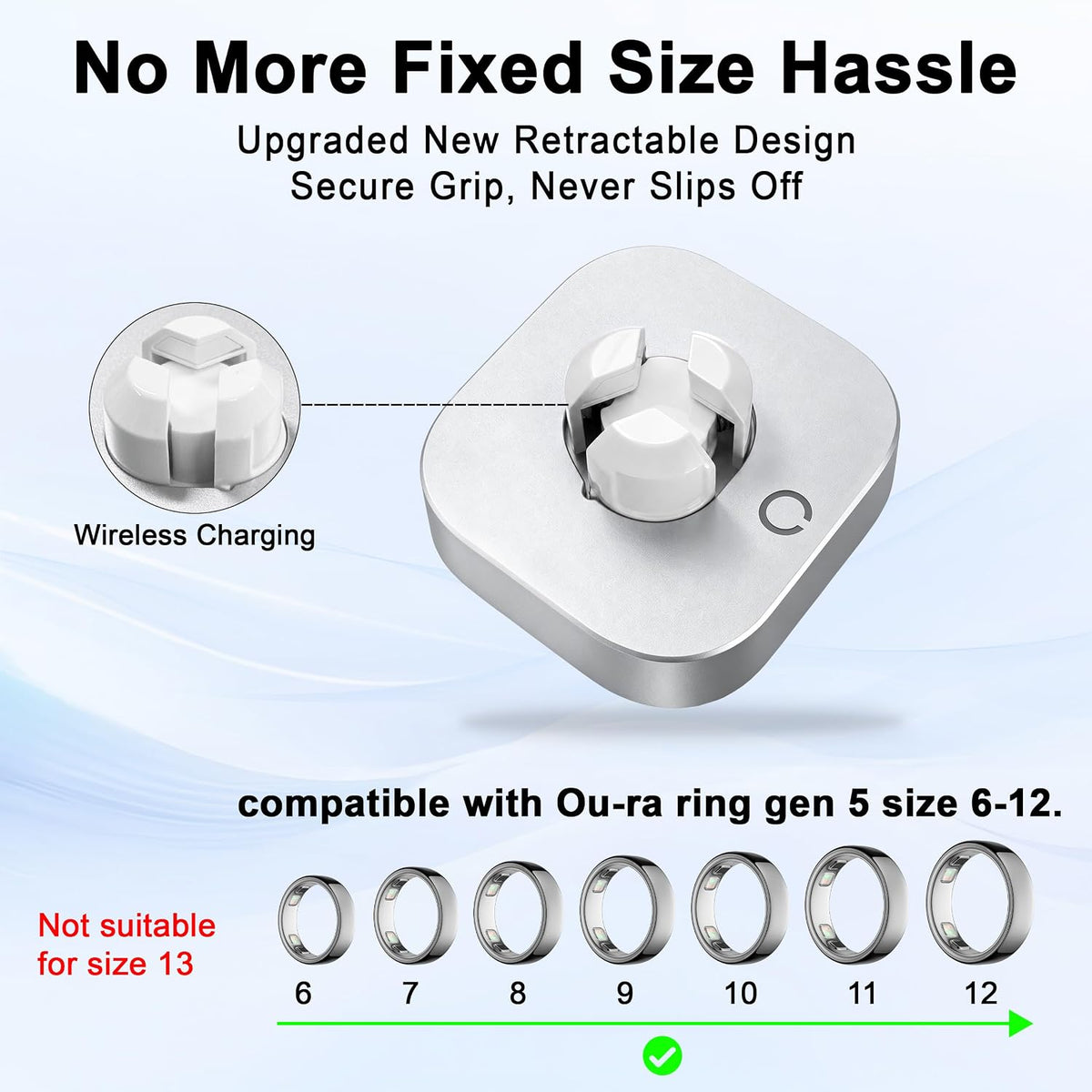 Fast Charger Compatible with Ou-ra Ring Gen 5, Size 6-12