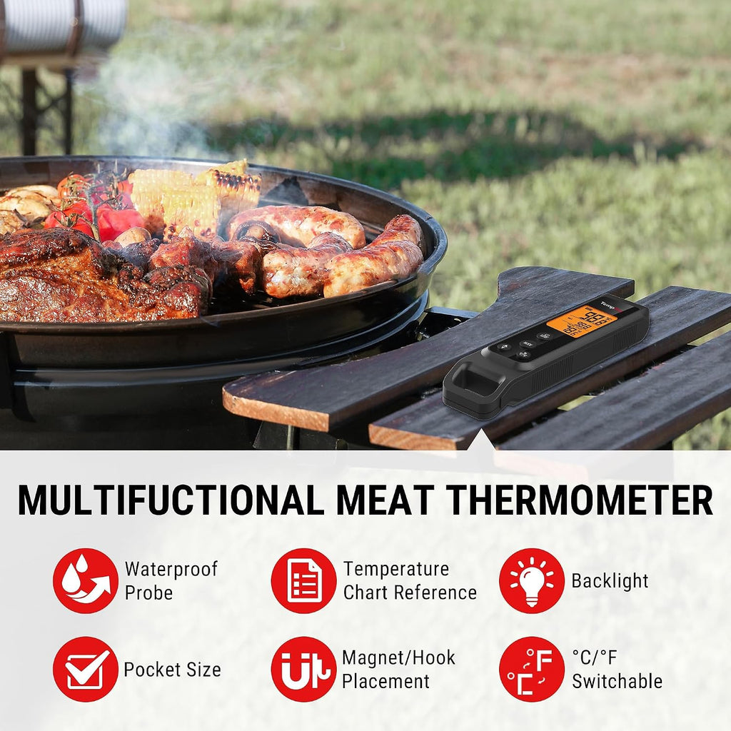 TempScan 2-in-1 Infrared Thermometer Gun with Meat Probe, Black