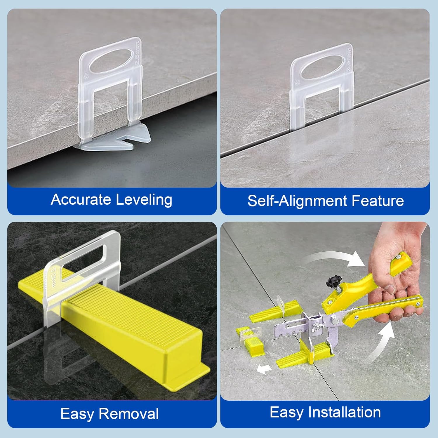 Tile Leveling System Clips - 500-Piece DIY Tiles Leveler Spacers - Tile Leveling System for Professional Ceramic Tile