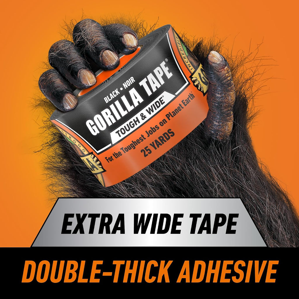 Tough & Wide Heavy Duty Duct Tape, Black, 2.88" x 25 yd, 1-Pack