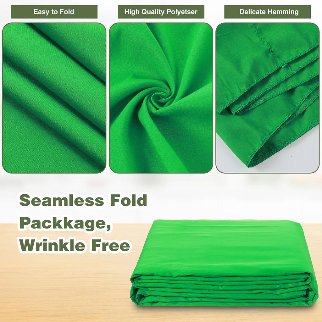 10X12ft Green Screen Backdrop for Photography | Chromakey Polyester Foldable Greenscreen Background,Green Screen