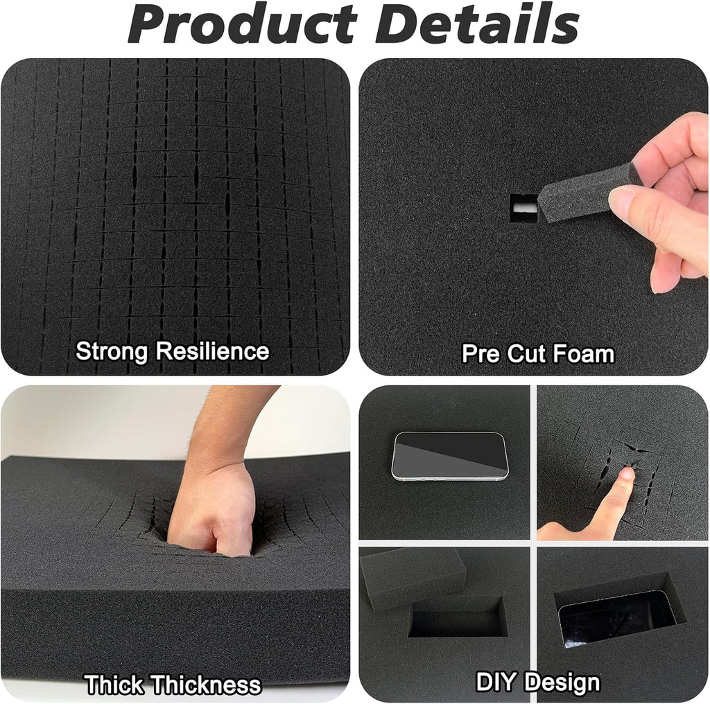 Pick and Pluck Foam 2 Pack, 16 x 12 x 2 In Foam Inserts for Cases