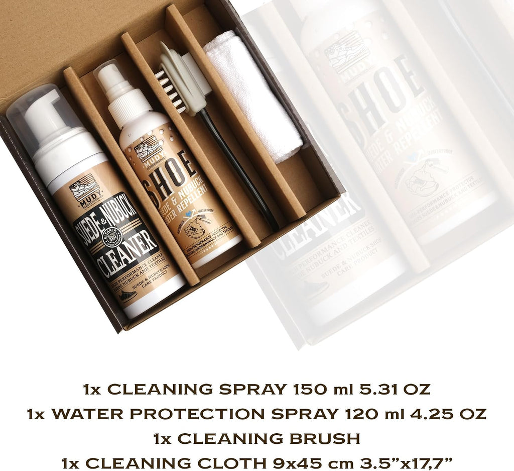 Suede Shoe Cleaner Nubuck Shoe Cleaner and Water Repellent with 4-Side Suede Brush, Microfiber Cloth