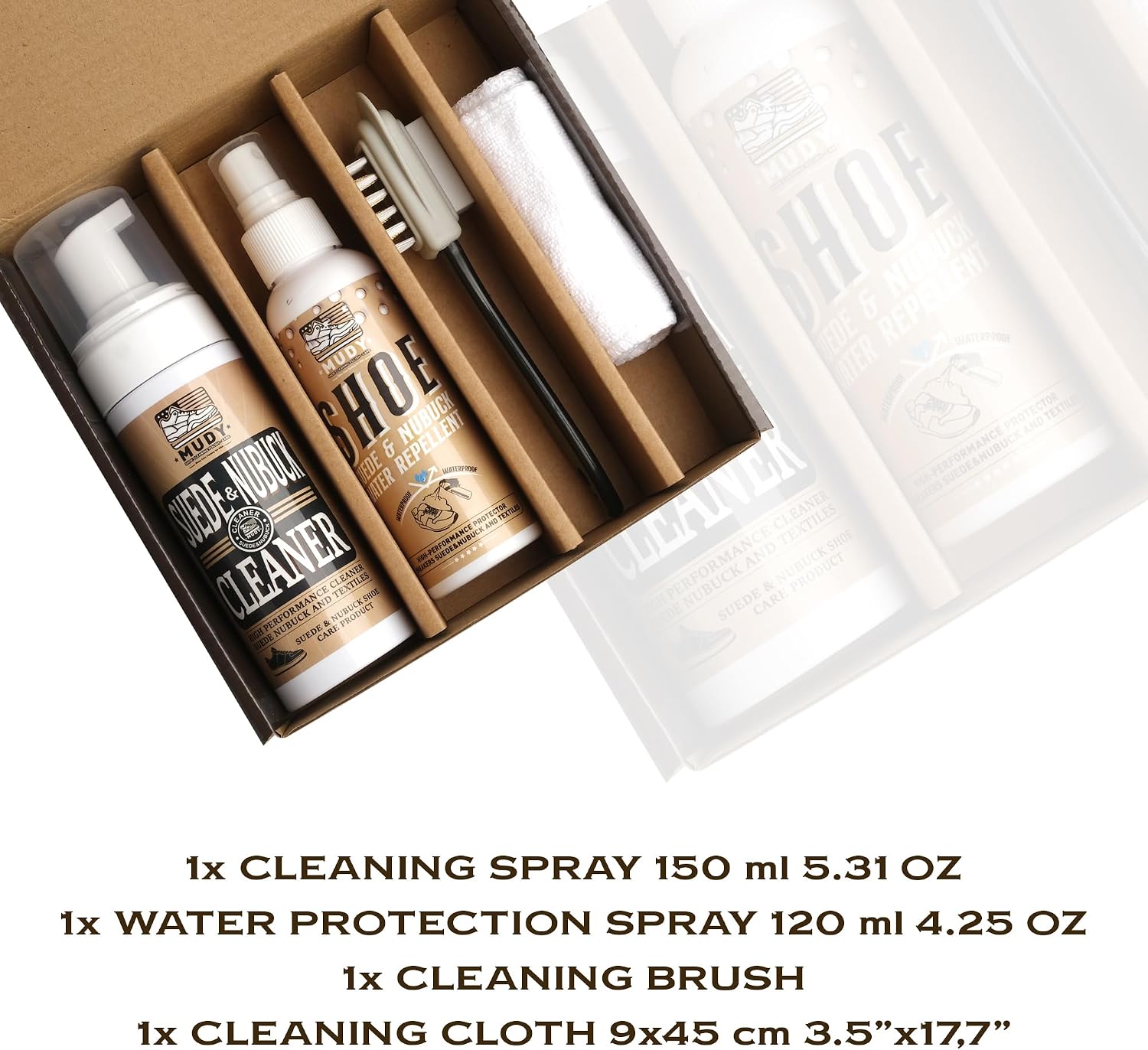 Suede Shoe Cleaner Nubuck Shoe Cleaner and Water Repellent with 4-Side Suede Brush, Microfiber Cloth