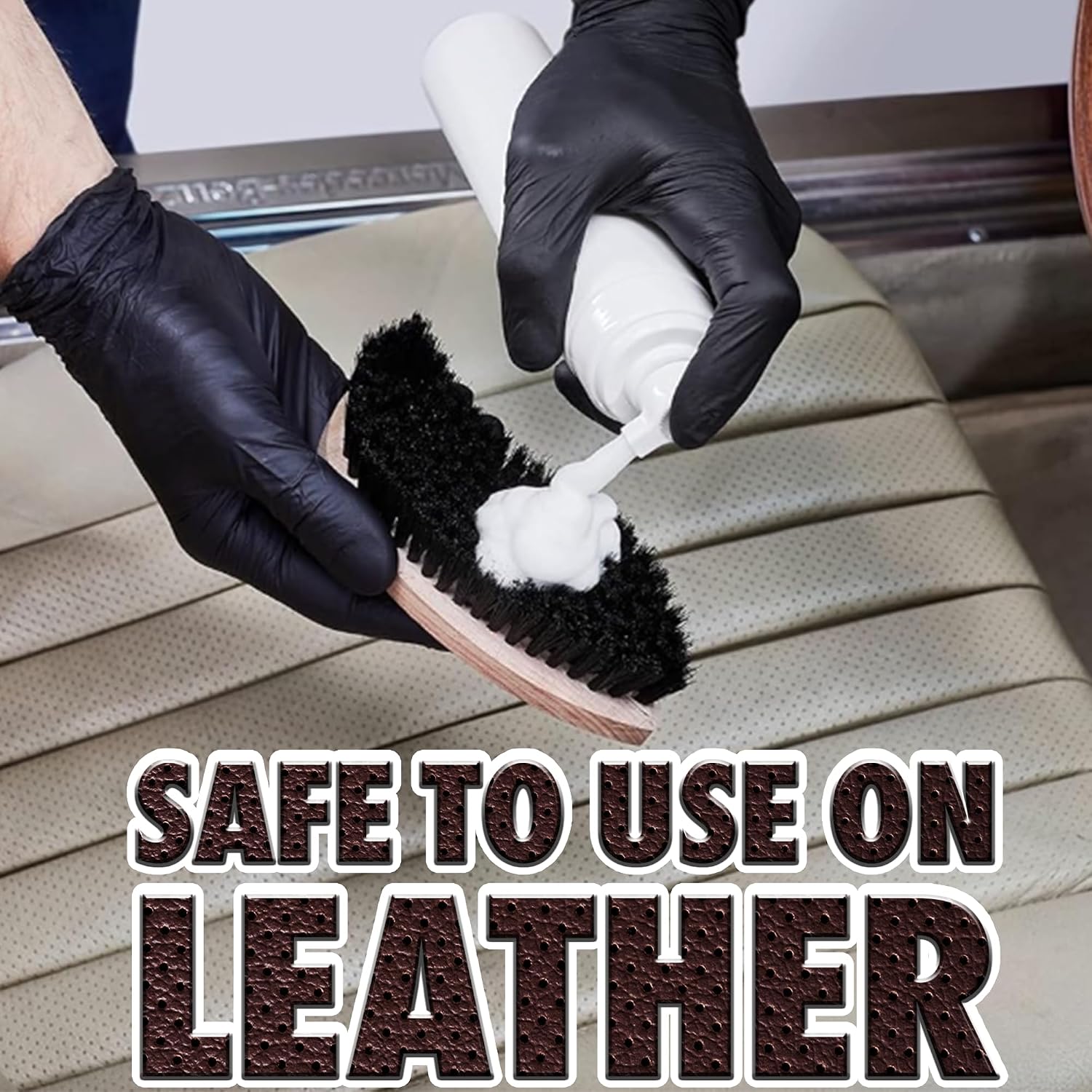 Textile & Leather Brush | Professional Interior Cleaning Brush for Fabric Upholstery Alcantara & Leather Surfaces |