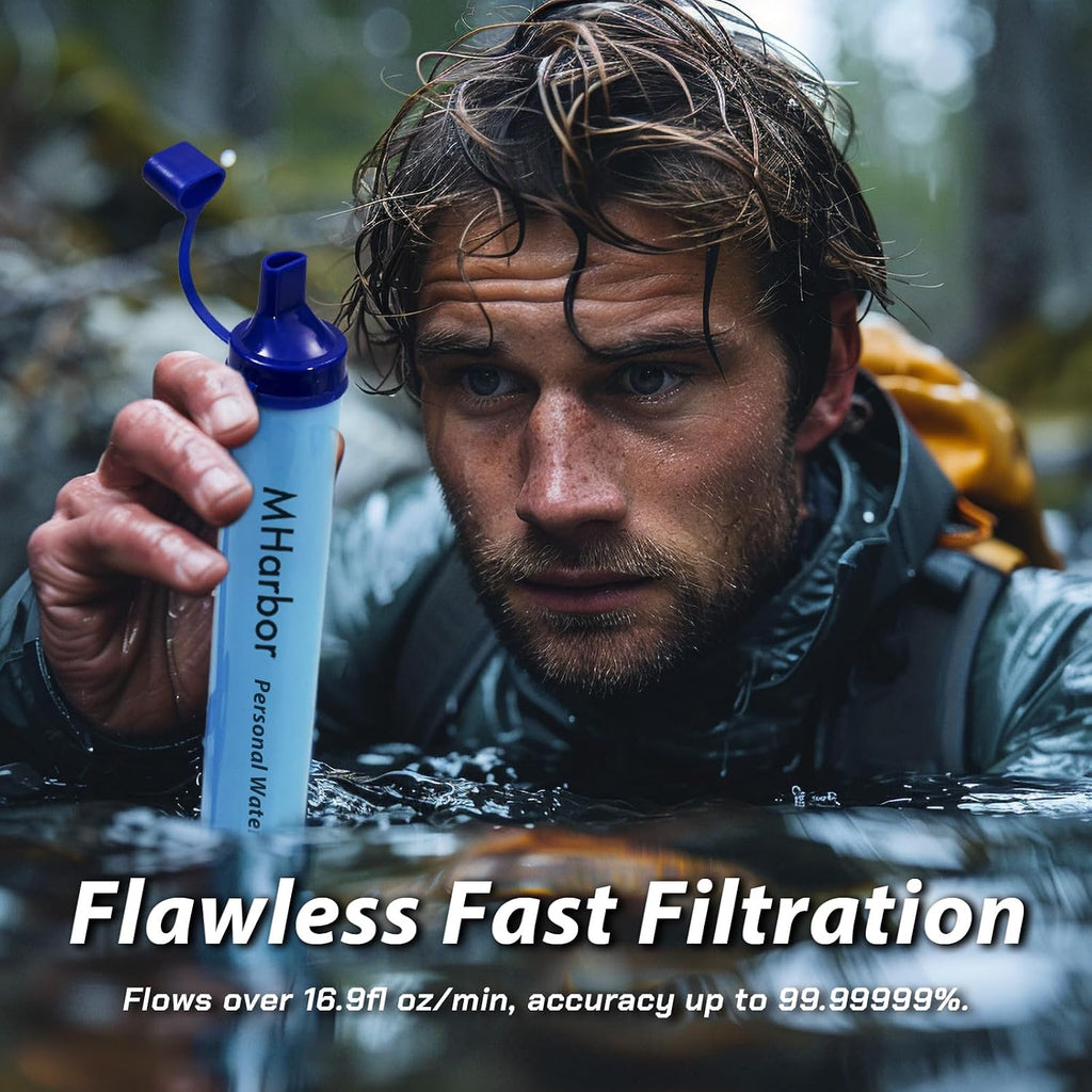 Personal Water Filter Straw, 4 Pack, 0.01 Micron Portable Water Purifier for Survival Gear, Emergency Preparedness