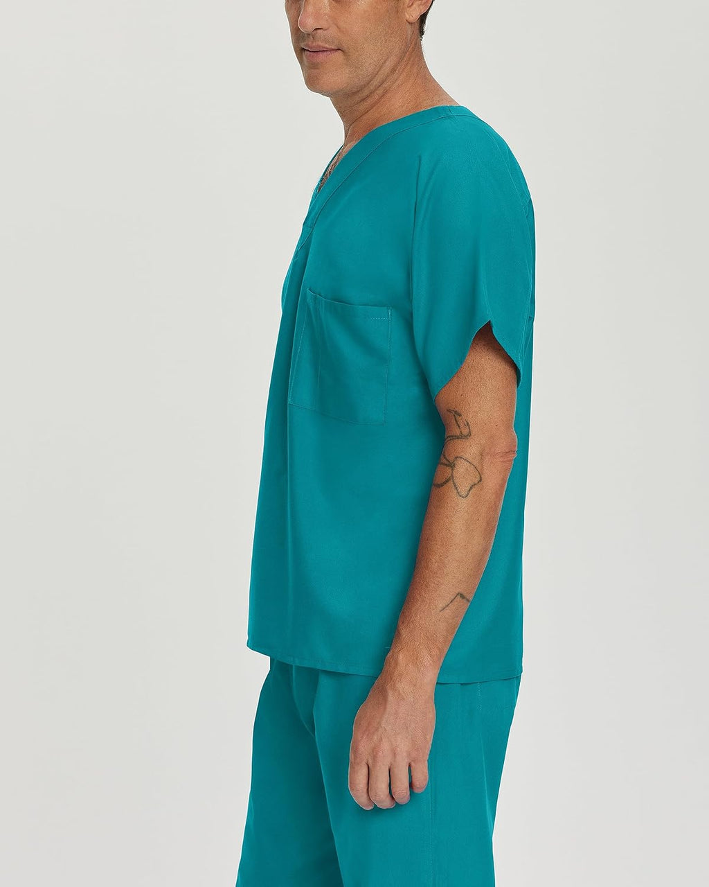 Essentials Unisex Relaxed Fit 1-Pocket V-Neck Scrub Top 7502 Teal