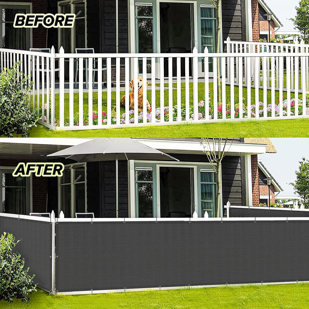 3' x 10' Balcony Privacy Screen Cover for Apartment, Dark Grey