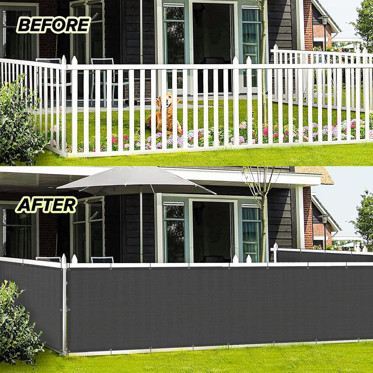 3' x 10' Balcony Privacy Screen Cover for Apartment, Dark Grey